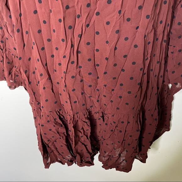 Ganni chocolate brown long sleeve mini Polka Dot Dress sz 38 US 6 - Picture 5 of 15